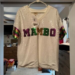 Mardi Gras sequin MAMBO oversize shirt